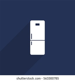 Refrigerator vector icon with long shadow isolated on  blue