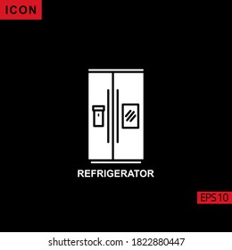 Refrigerator vector icon on black background. Illustration flat icon for graphic, print media interfaces and web design.