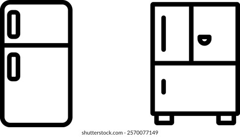 "Refrigerator Vector Icon Set for Home Appliances and Kitchen"