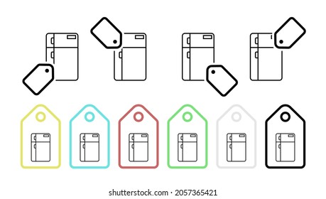 Refrigerator vector icon in tag set illustration for ui and ux, website or mobile application