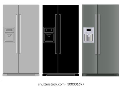 Refrigerator.  Vector illustration isolated on white background