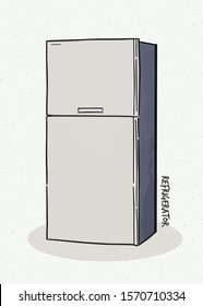 Refrigerator. Vector illustration of a sketch style.