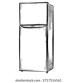 Ilustración dibujada a mano de la línea de Vector del refrigerador