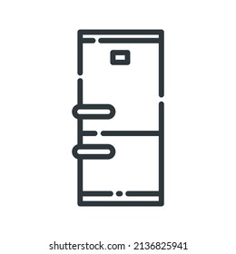 icono de línea vectorial de refrigerador aislado en fondo transparente blanco. Símbolo del aparato de cocina.