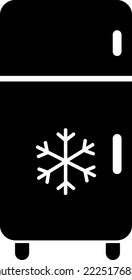 Icono blanco del vector del refrigerador. Diseño de señas planas fritas. Pictograma con símbolo de congelación. Icono de Frig. Signo de refrigerador.eps
