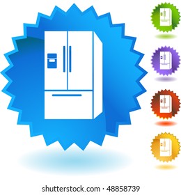 Botón web del refrigerador aislado en un fondo.