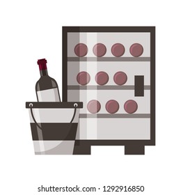 refrigerator wine bottles ice bucket vector illustration