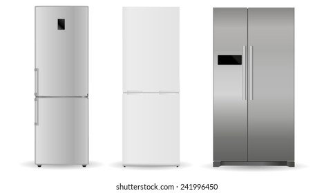 Refrigerators - silver, white, with two doors