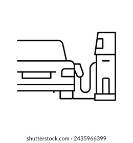 refuel car through phone application line icon vector. refuel car through phone application sign. isolated contour symbol black illustration