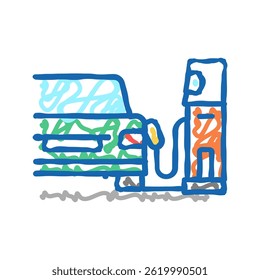 refuel car through phone application doodle icon sketch vector. refuel car through phone application sign. isolated symbol illustration