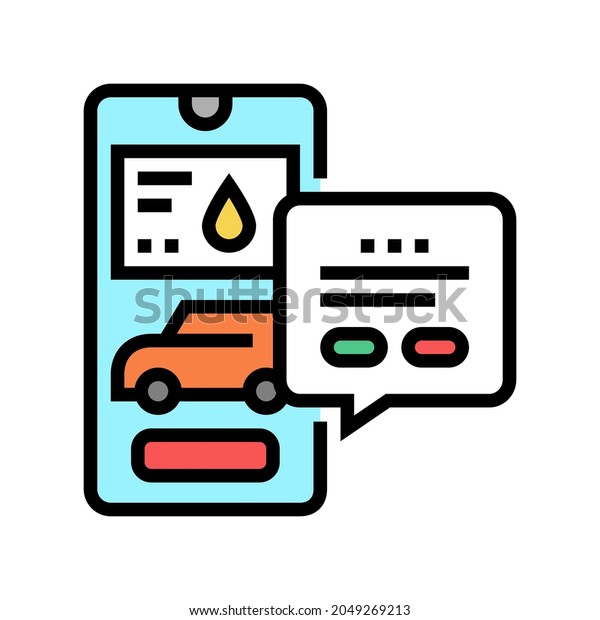 refuel car through phone application color\
icon vector. refuel car through phone application sign. isolated\
symbol illustration