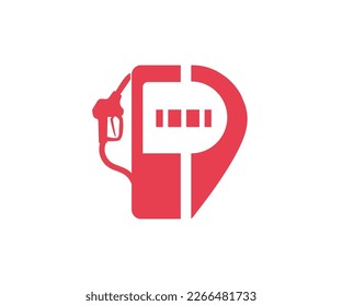 Refuel location. Map marker icon design. Gas station point location. Gasoline pistol pump fuel. Petrol Pump Navigation Icon vector design and illustration.