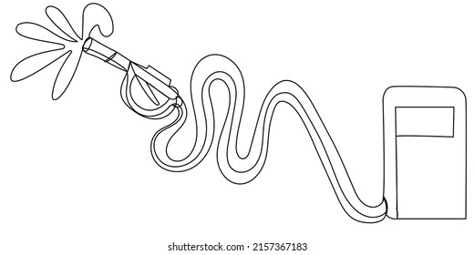 Tankpistole in einer Linie auf weißem Hintergrund. Abstrakte Vektorgasstation. Stockillustration der Autobetankung.