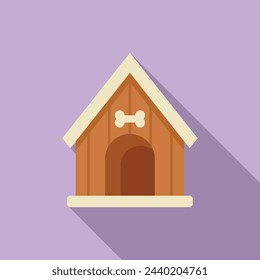 Refuge dog house icon flat vector. Canine kennel. Twine covering