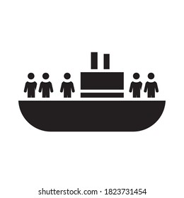 refuge people ship icon over white background, silhouette style, vector illustration