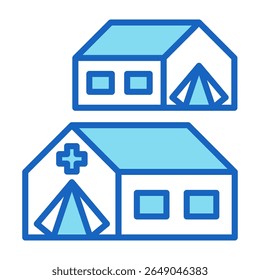 Ilustración vectorial azul del icono del campo de refugiados