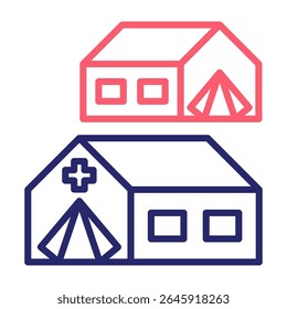 Ícone de campo de refugiados cor vetor ilustração