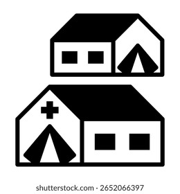 Icono de campo de refugiados Ilustración vectorial mixta