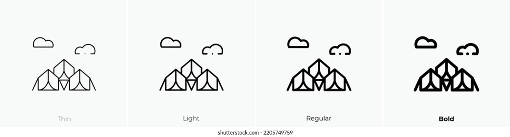 Refugee Camp Icon. Thin, Light Regular And Bold Style Design Isolated On White Background