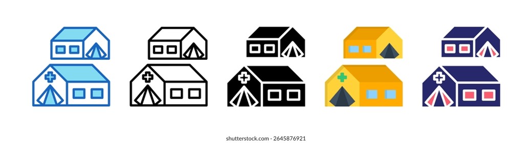 Refugee Camp Multiple Style Icon Set Collection.