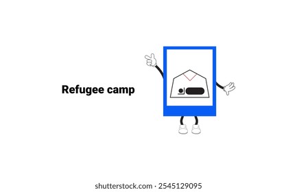 Refugee camp sign graphic vector illustration
with cartoon characters. Graphic design is suitable for children's education, story books, or traffic safety materials. vector illustration