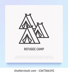 Refugee Camp, Tents Thin Line Icon. Modern Vector Illustration.