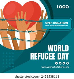 Refugee Day Social Media Illustration Flat Cartoon Hand Drawn Templates Background