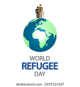 Refugee Day World people on the planet, vector art illustration.