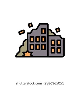 Refugee Destruction Icon Vector Illustration