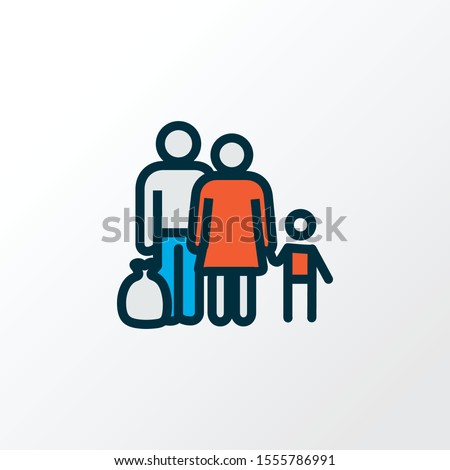Refugee icon colored line symbol. Premium quality isolated fugitive element in trendy style.