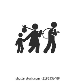 Refugee Icon Family Child Monochrome Black Stock Vector (Royalty Free ...