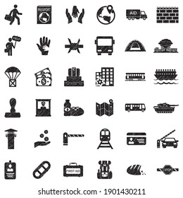 Refugee Icons. Black Scribble Design. Vector Illustration.