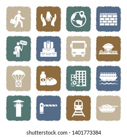 Refugee Icons. Set 2. Grunge Color Flat Design. Vector Illustration.