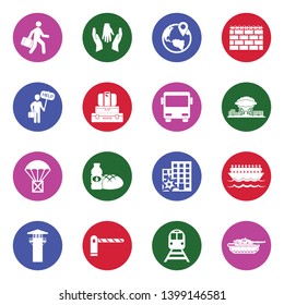 Refugee Icons. Set 2. White Flat Design In Circle. Vector Illustration.