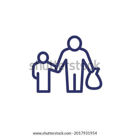 Refugee line icon on white