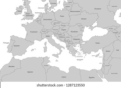 Refugee routes in Europe (with german inscription)