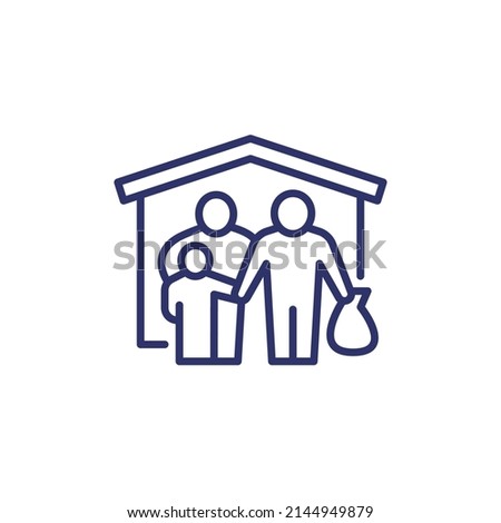 refugee shelter line icon, vector