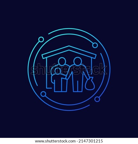 refugee shelter line vector icon