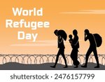 Refugee silhouette vectors and illustrations for world refugee day.