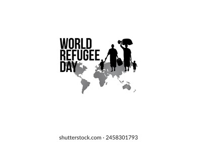 Refugee silhouette vectors and illustrations for world refugee day.