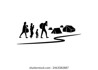 Refugee silhouette vectors and illustrations for world refugee day.