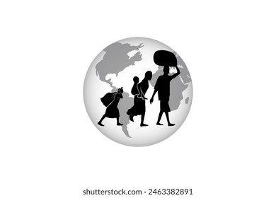 Refugee silhouette vectors and illustrations for world refugee day.
