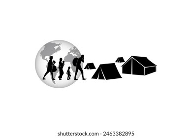 Refugee silhouette vectors and illustrations for world refugee day.