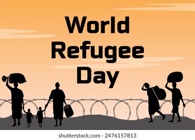 Refugee silhouette vectors and illustrations for world refugee day.