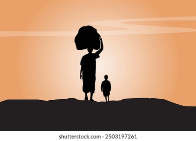 Refugee silhouette vectors and illustrations for world refugee day.	