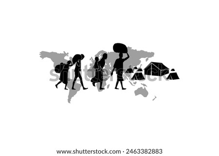 Refugee silhouette vectors and illustrations for world refugee day.