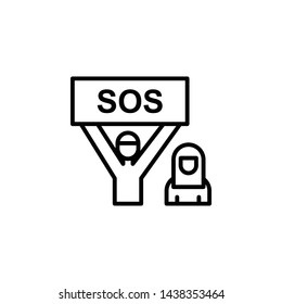 refugee sos migration outline icon. element of migration illustration icon. signs, symbols can be used for web, logo, mobile app, UI, UX