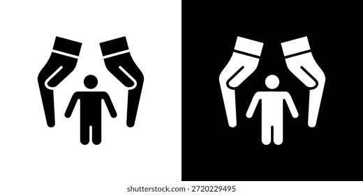 Refugee Support icon black and white filled.