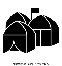 Refugee tent city icon. Simple illustration of refugee tent city vector icon for web design isolated on white background