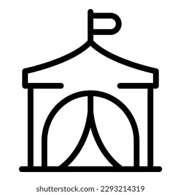 Refugee tent icon outline vector. Migrant people. War family